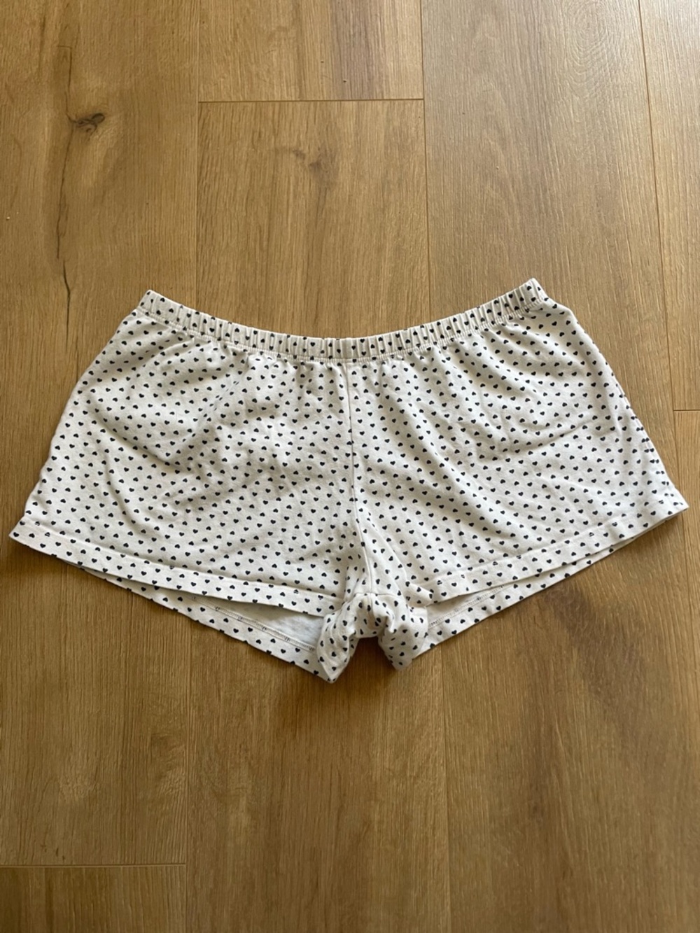 Brandy Melville John Galt White Shorts with Black Heart Print